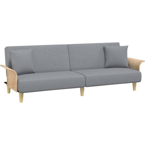 Divano letto con braccioli 224 x 89 x 70 cm tessuto grigio chiaro 020021007