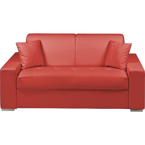 Divano letto 2 posti a ribalta in similpelle Rosso - Larghezza Materasso 120 cm - Spessore 14 cm - EMIR