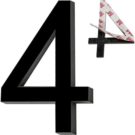 Autocollant Chiffre Numéro 4 Noir,9.6 cm (1/5)