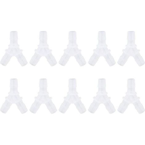 Raccord de tuyau - Lot de 10 - Plastique - Type Y 3 voies - Pompe à air pour aquarium - 8 mm (1/5)