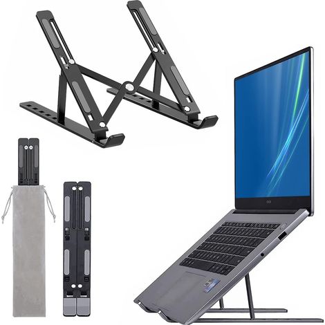 Laptopständer, 6-fach höhenverstellbar, belüfteter Aluminium-Laptoptisch, rutschfest (1/5)