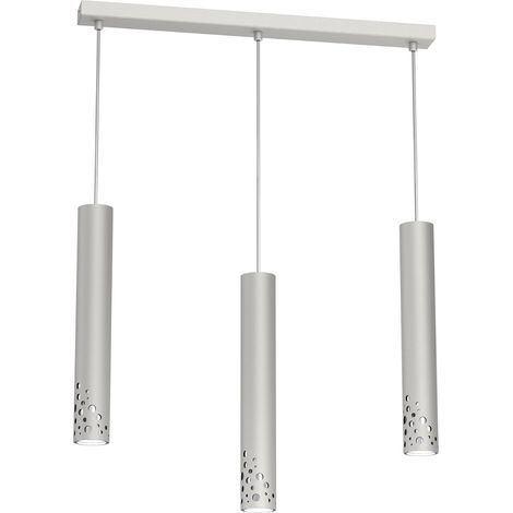 Suspension grise 3 tubes chrome GU10 Altro Buble Luminex