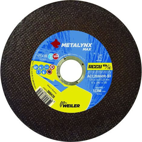 Meuleuse d'angle 125 x 1 x 22,23 mm Disque à tronçonner pour couper l'acier inoxydable et l'acier (1/3)