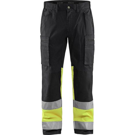 Pantalon de travail haute visibilité stretch 1551 - Noir/Jaune fluo XS - FR(38) - SE(C44) - Courtes
