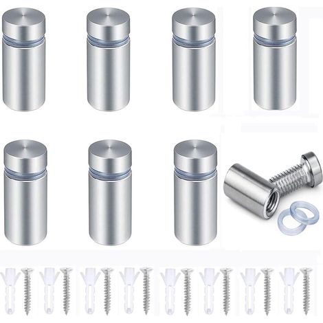8 Pièces D'Entretoises à vis pour Verre Publicitaire, Entretoises en Acier Inoxydable, Entretoises en Verre et Supports en Verre Acrylique, Y Compris les Goupilles et les vis (12 x 25 mm)