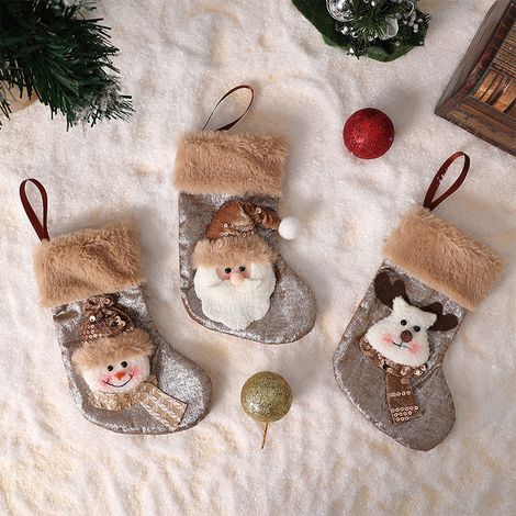 Set di tre ciondoli a tema natalizio: Babbo Natale, pupazzo di neve e renna. Ideali per decorare l'albero di Natale, il camino e le decorazioni natalizie: calze di Natale, addobbi natalizi, ciondoli p