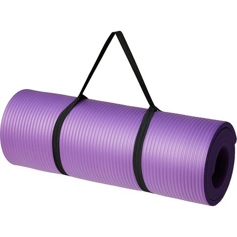 Basics Extra Dicke Yoga-/Gymnastikmatte mit Tragegurt – 183 x 61 x 1 cm, Lila