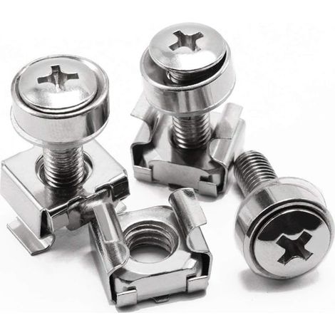 Confezione da 60 viti e dadi a gabbia M6 x 16 mm per ripiani server, armadi e supporti per rack. (1/5)