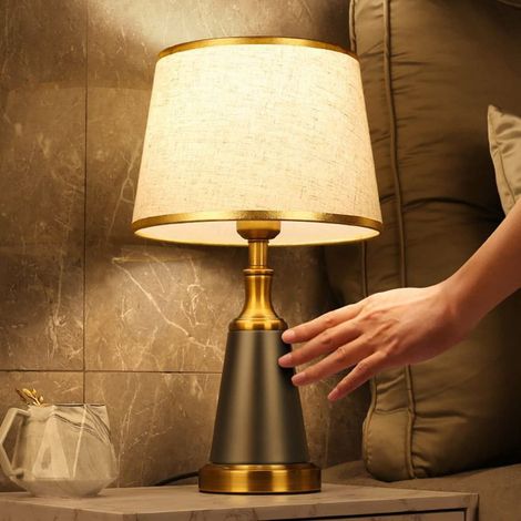 Lampe de Bureau Rétro avec Abat-jour en Tissu - Lampe de Chevet E27, Design Classique, Économie d'Énergie