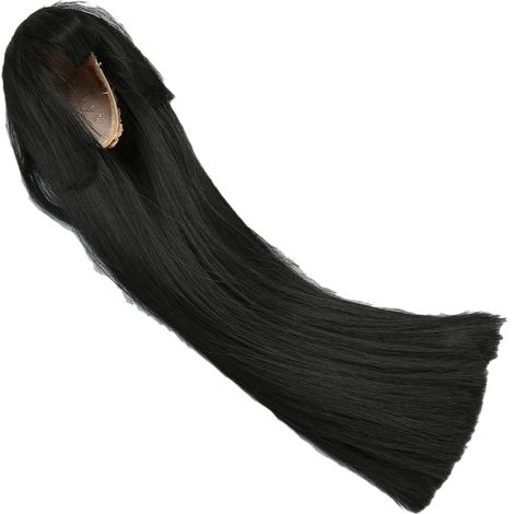 1/6 Kugelgelenkpuppenperücke für 15,5 bis 17 cm große Puppen, schwarzes, langes, glattes Haar mit Pony, schneidbar, Puppenersatzperücke (1/5)