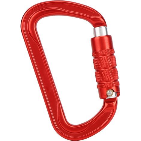 Dreiteiliger D-förmiger Outdoor-Kletterkarabiner, Sicherheitshaken mit Verriegelung, Verriegelungszubehör (rot) (1/5)