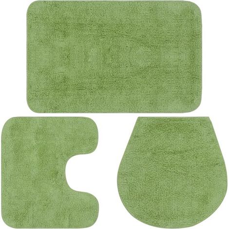 Ensemble de trois tapis de bain, en tissu vert (1/5)