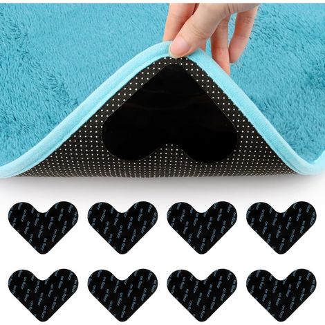 Tapis Anti-Dérapant - Polyuréthane Écologique - Forme Cœur - Pour Moquette et Tapis sur Sol Lisse - 8 Pièces