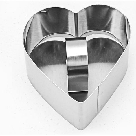 Cercles à dessert en acier inoxydable (lot de 4) — Moules à pâtisserie en forme de cœur, idéaux pour façonner les salades, préparer les pâtisseries, réaliser des mousses et découper des couches.