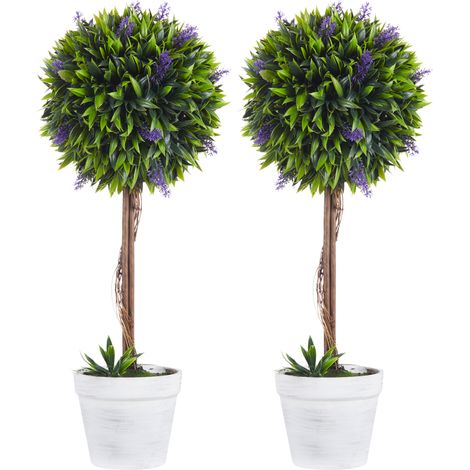 Set de 2 plantas artificiales de lavanda 60 cm con maceta y musgo decorativo (1/5)