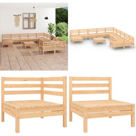 12-tlg. Garten-Lounge-Set Massivholz Kiefer - Holzsofa - Kieferholz (1/5)