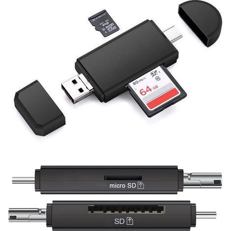 Lecteur De Cartes SD Et Micro SD - USB 3.0 - Débit Jusqu'à 5 Gbps - Double Emplacement Simultané - Compact Et Portable - 1 Pièce