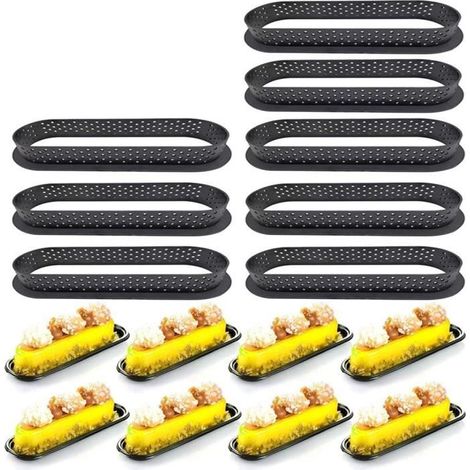 8 PCS Forme Ovale Mousse Cercle Cutter Décoration Outil Français Dessert DIY Gâteau Moule Perforé Anneau Non Bâton Ustensiles [798] (1/4)