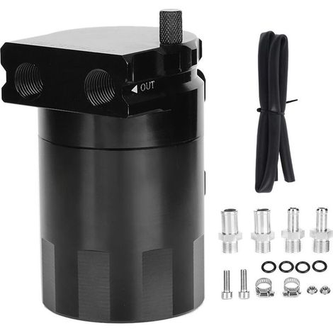 Universal Oil Catch Can Kit 300ML Reservoir Tank Engine Black Polish Baffled Aluminium Alloy (1/4)