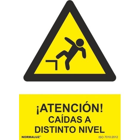 Señal de ¡Atención Caídas a distinto nivel con tintas UV SEKURECO                         300 x 400 mm                          CLASE B (ALUMINIO 0'5 mm) (1/2)