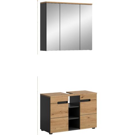 Ensemble salle de bain composé de 2 éléments décor naturel - KANUT (1/5)