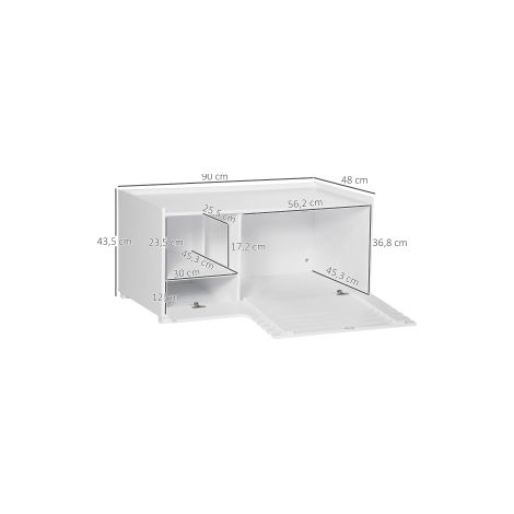 Armoire pour chat avec 2 étagères, design 2-en-1, porte magnétique, blanc (1/5)
