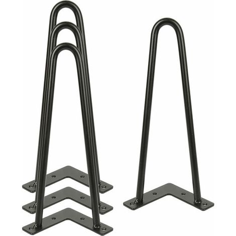 Set mit 4 industriellen Couchtischbeinen, 30 cm lange Haarnadelbeine, Tischstützen aus geschmiedetem Stahl, schwarze Metallmöbelbeine mit Schrauben für Couchtische, niedrige Schränke und TV-Ständer - 