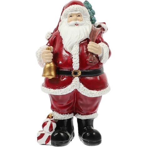 Figurine de Père Noël en résine, décoration de Noël, statue de Père Noël à poser sur une table pour les fêtes de Noël-13X7X6CM (1/2)