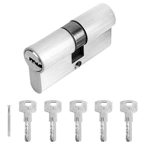 Cylindre de serrure de porte 30/30 - Cylindre profilé avec clés - Cylindre de serrure avec bouton pour serrure de porte d'entrée ou porte intérieure - 6 x 1,5 x 3 cm (1/5)