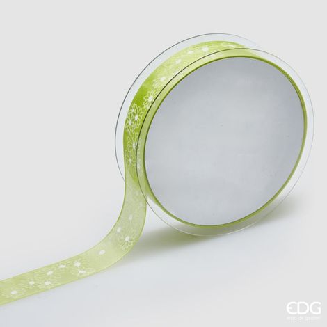 EDG Enzo De Gasperi Nastro Motivo Margherite H 2,5 Cm L 20 Mt Green