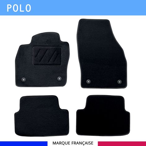Tapis de sol voiture - Sur mesure pour  Volkswagen POLO dès 06/2017 - Moquette Antidérapante - Clips et Scratch - 4 pièces