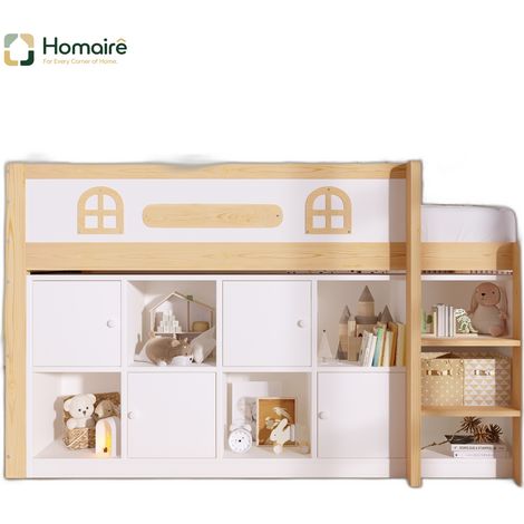 Cadre de lit blanc en blanc 205 x 94,5 x 120 cm HOMAIRE (1/5)