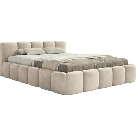Selsey Cloudy Low – Polsterbett 120x200 cm, Samt Hellbeige (1/5)