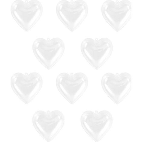 10 boules de Noël transparentes à remplir en forme de cœur, à remplir, pour l'extérieur. (1/3)