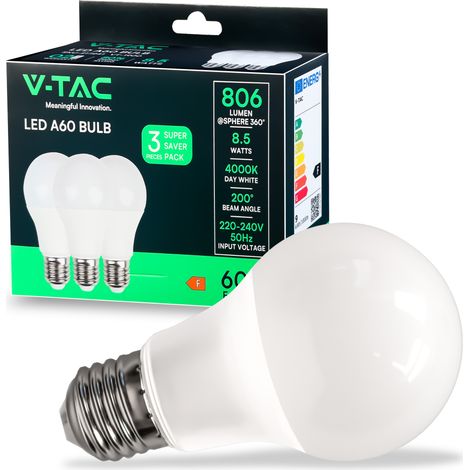 Led-glühbirne a60 v-tac 217241 vt-1900-n - e27 8,5w 4000k-3stck (1/5)