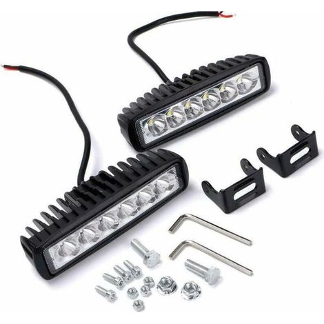 2 Pack, LED Work Light, 18W Car LED Spotlight, IP67 Waterproof LED Fog Light, 6000K Work Lamp, 12V LED Light Bar for Trucks, Motocross Vehicles (1/5)
