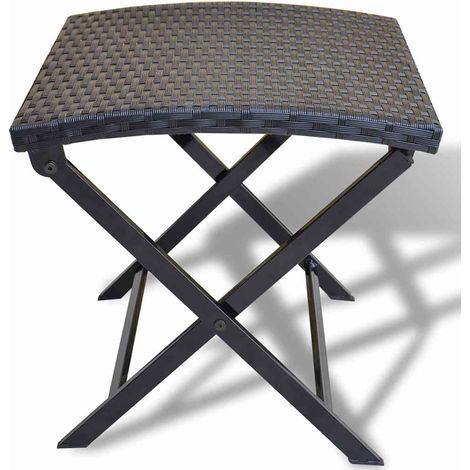 vidaXL Taburete plegable ratán sintético negro (1/2)