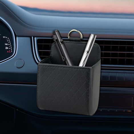 Aufbewahrungstasche für Lüftungsschlitze im Auto, Organizer für Lüftungsschlitze, Brillenetui aus echtem Leder zum Aufhängen, kompatibel mit Autohalterungen, multifunktionale Mini-Aufbewahrungstasche 