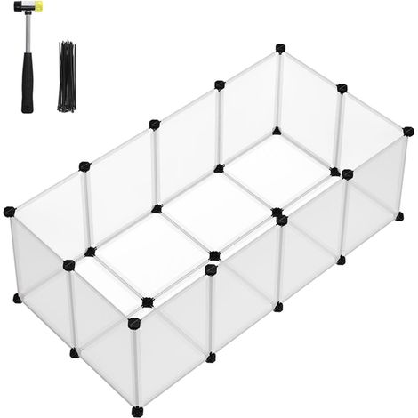 Recinto gabbia staccionata con pavimento interno modulare in plastica per porcellino d'india coniglio riccio piccoli animali bianco 120006896