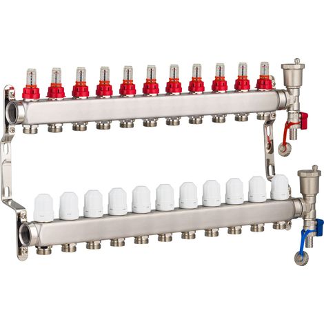 Collecteurs en inox pour Plancher Chauffant Rafraichissant NOYON & THIEBAULT 11 circuits