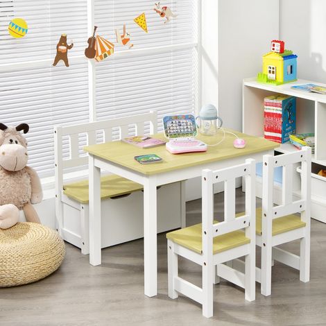Ensemble Table Chaises Enfant Table 2 Chaises Banc Rangement 2 en 1 Naturel CW56400 (1/3)