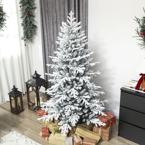Albero di Natale artificiale ricoperto di neve, 180 cm, albero di Natale con 1815 rami, supporto in metallo pieghevole, verde