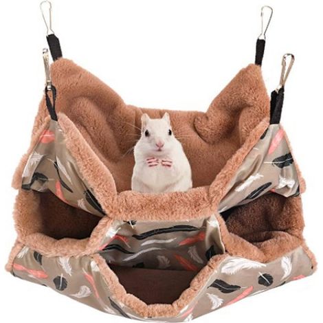 Hamac pour furet et chinchilla, 34 x 34 cm, pour petits animaux (lapins, hamsters, chinchillas, cochons d'Inde, souris, écureuils, hérissons). Hamac double couche souple. (1/5)