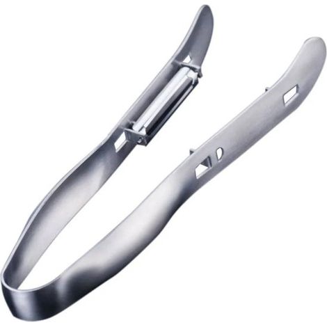 Pelador de espárragos y zanahorias de acero inoxidable con doble pala - Pelador ergonómico de verduras con cáscara de coco (1/5)