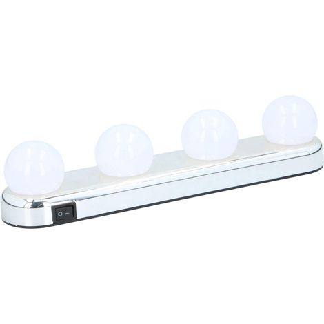 Applique murale 4 LED blanc brillant lampe effet miroir Hollywood sans fil (1/5)