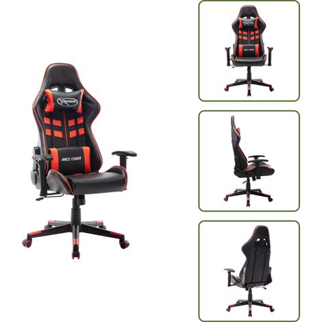 Sedia con schienale alto - vidaXL Sedia da Gaming Rossa e Nera in Similpelle - Sedia con rotelle