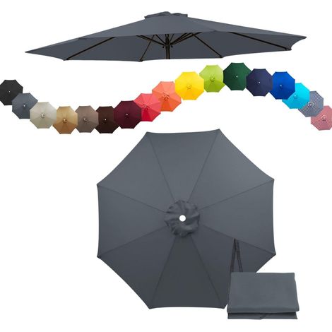 Housse de Rechange pour Parasol Auvent de Rechange pour Parasol de Jardin 2,3/2,7/3,5m Toile Parasol d'extérieur À 6 Baleines pour Parapluie de Terrasse Tissu Imperméable(Gris,3.0m-6 Ribs) (1/5)