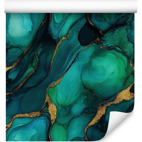 Papier peint encre turquoise, bleu marine et noir pour salon et chambre 50x1000 cm (1/5)