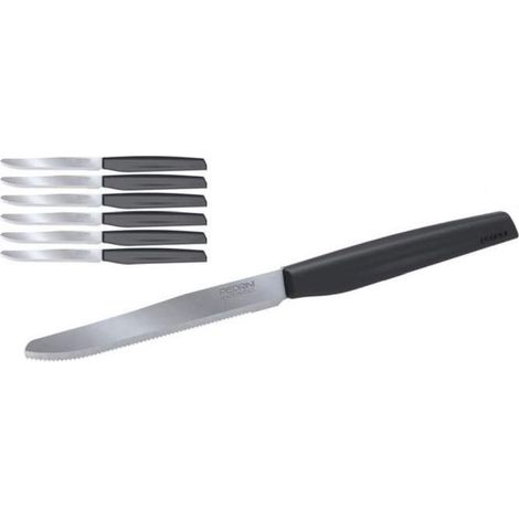 Set 6 Coltelli da Tavola con Lama Seghettata Italiani Nero Pedrini (1/2)