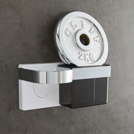 CSPARCV (20×10,6×10cm) Soporte autoadhesivo de pared para secador de pelo, soporte para plancha con almacenamiento, ABS, sujeta cepillos para el cabello (1/2)
